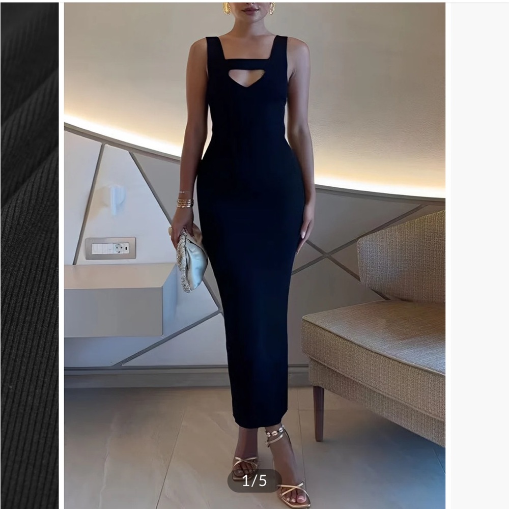 Black cutout Knit midi